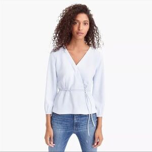 J. Crew Drapey crepe faux-wrap top Women’s 18 Light Blue